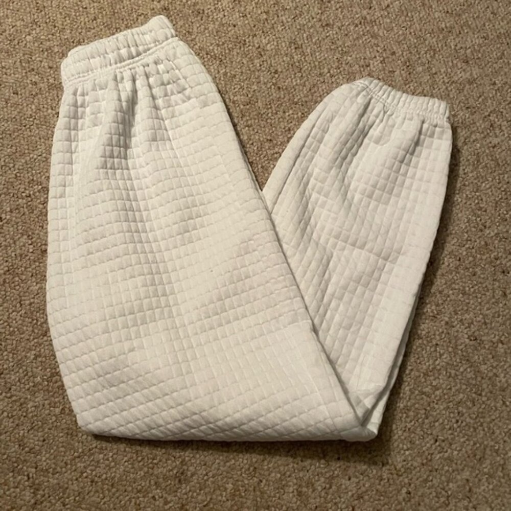 White Textured Joggers